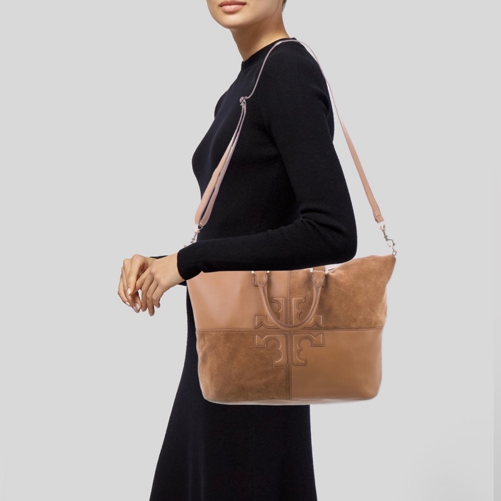 Tory Burch bag genuine leather purse elegant suede like new - Picture 5 of 6